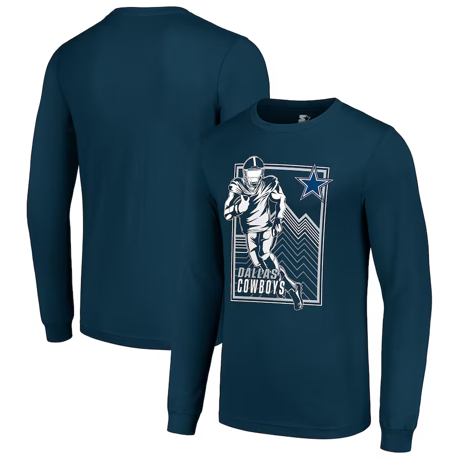 Men Dallas Cowboys blue 2024 NFL Long sleeve T Shirts->nfl t-shirts->Sports Accessory